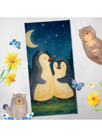 Mr. & Mrs. Panda Strandtuch Pinguine Einschlafen Design ohne Spruch in Grau Pastell