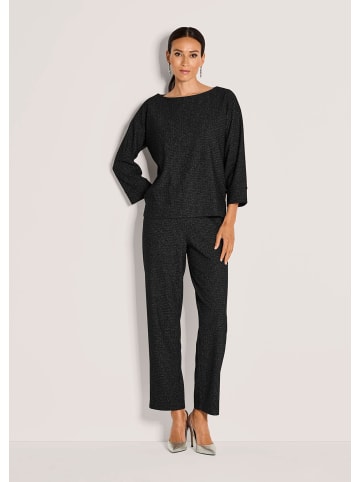 MADELEINE Halbarm Glanzgarn-Oberteil in schwarz / silberfarben