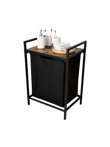 relaxdays Wäschesammler in Schwarz/ Braun - 65 L