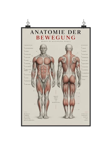 Poster Muskulatur minimalistisch Design mit Spruch in Weiß