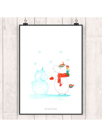 Mr. & Mrs. Panda Poster Einhorn Schneemann ohne Spruch in Weiß