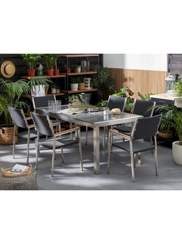 Beliani Esstisch GROSSETO in Grau/Silber - (W) 90 x (H) 74 x (L) 180 cm