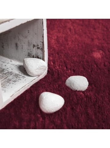 KADIMA DESIGN Teppich Kurzflor waschbar Unifarben Wohnzimmer in Rot