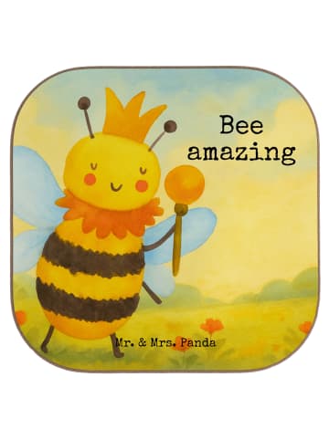 Mr. & Mrs. Panda Coaster Biene König Design mit Spruch in Weiß