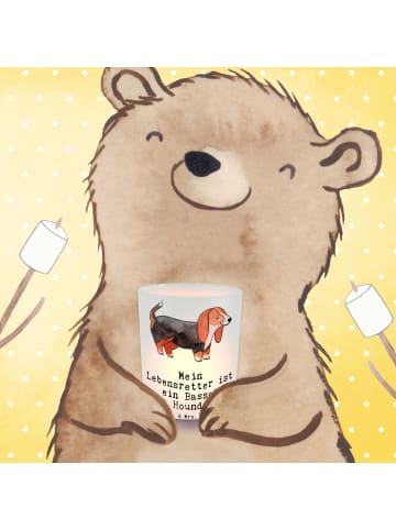 Mr. & Mrs. Panda Teelicht Basset Hound Lebensretter mit Spruch in Transparent