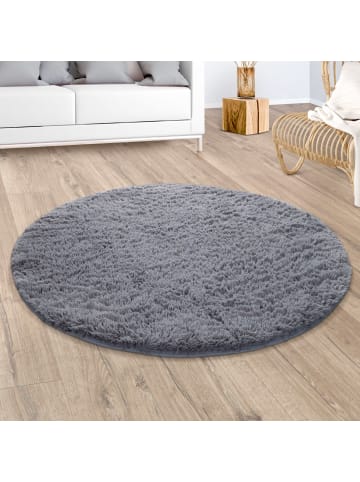 KADIMA DESIGN Hochflor Teppich Shaggy waschbar Unifarben Schlafzimmer in Grau