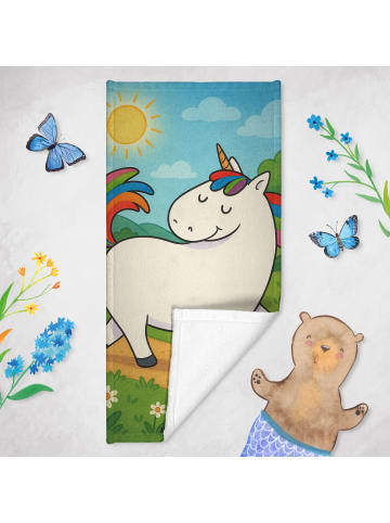 Mr. & Mrs. Panda Badhandtuch Einhorn Stolzieren Design ohne Spruch in Weiß