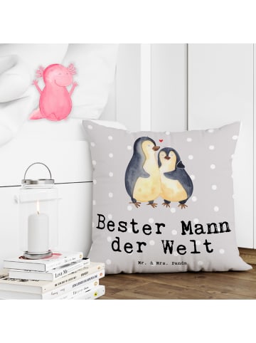 Mr. & Mrs. Panda 40x40 Kissen Pinguin Bester Mann der Welt mit S... in Grau Pastell