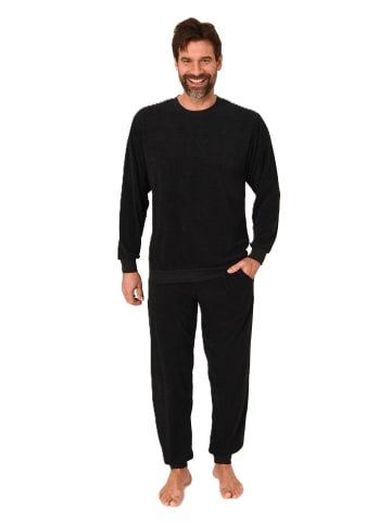 NORMANN Langarm Frottee Schlafanzug Pyjama Bündchen - 86669 in anthrazit-mel.