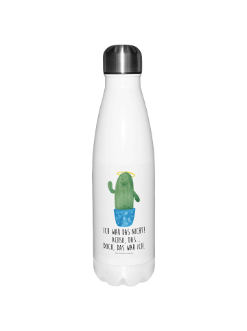 Mr. & Mrs. Panda Wasserflasche Kaktus Heilig mit Spruch in Weiß