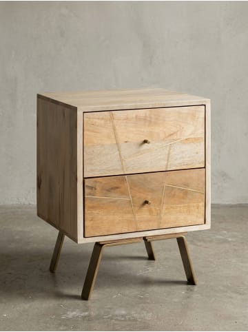 KADIMA DESIGN Nachtkonsole SIKAR 40x56x40cm Massivholz Nachtschrank Hoch,