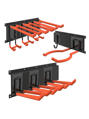relaxdays 8-tlg. Wandhaken Set in Schwarz/ Orange