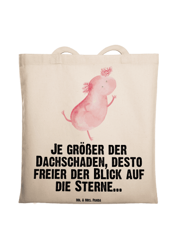 Mr. & Mrs. Panda Shopping Bag Axolotl Tanzen mit Spruch in Creme