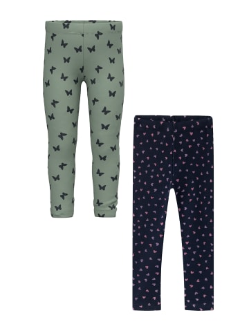 name it Hose 2er-Set Regular Fit Elastisch Allover-Print in Blau-Grün