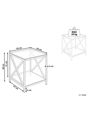 Beliani Beistelltisch AUDET in Silber/Transparent - (W) 45 x (H) 48 x (L) 45 cm