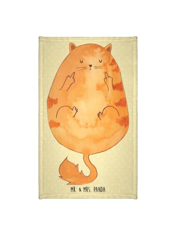 Mr. & Mrs. Panda Handtuch Katze Mittelfinger ohne Spruch in Gelb Pastell