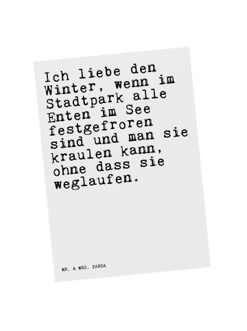 Mr. & Mrs. Panda Postkarte Ich liebe den Winter,... mit Spruch in Weiß
