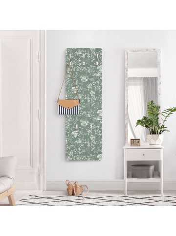 WALLART Garderobe - Blumenranken auf Grün in Grün