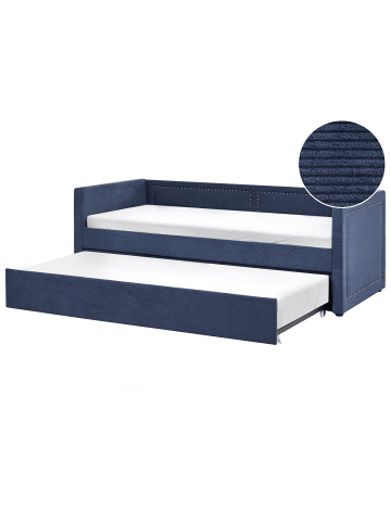 Beliani Tagesbett MIMIZAN in Blau - (W) 100 x (H) 76 x (L) 220 cm