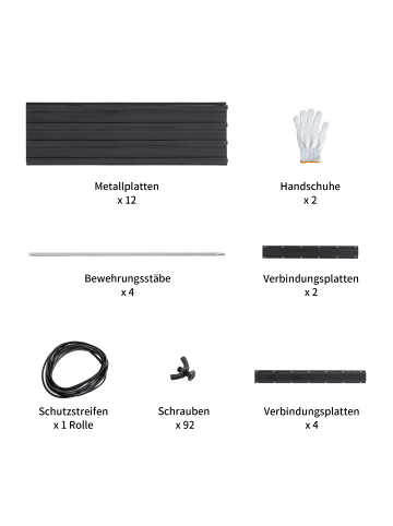 ABRIHOME Hochbeet in Schwarz 190x90x64 cm Metall wetterfest für Garten Terrasse