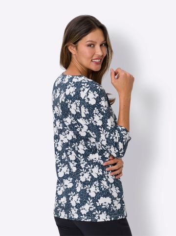 Sieh an! 2-in-1-Shirt in dunkelblau-ecru-bedruckt