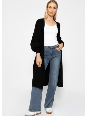 SASSYCLASSY Lang Cardigan mit Taschen in Schwarz