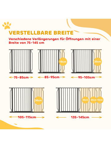 Pawhut Hunde Türschutzgitter Schwarz 95L x 3B x 76H cm