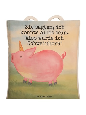 Mr. & Mrs. Panda Einkaufstasche Einhorn Schwein Design mit Spruch in Weiß