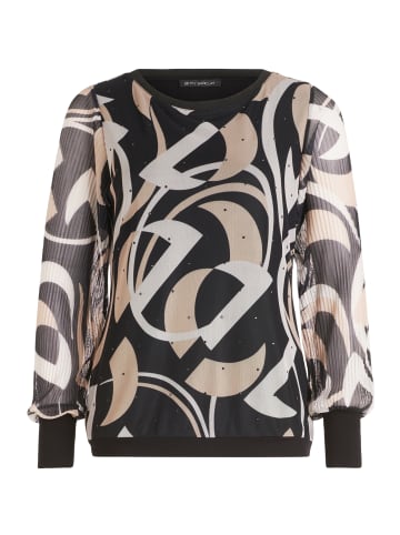 Betty Barclay Langarm-Shirt mit Plissee in Schwarz/Beige