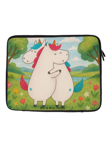 Mr. & Mrs. Panda Laptop Tasche Einhörner Umarmen Design ohne Spruch in Weiß
