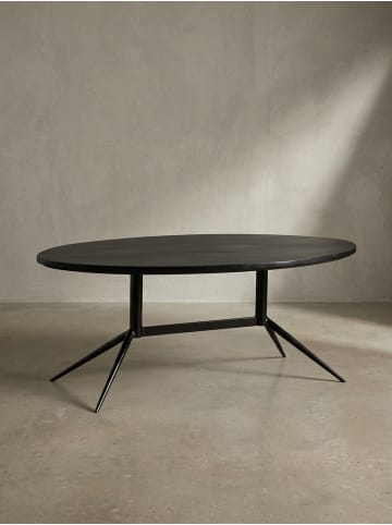 KADIMA DESIGN Couchtisch 90x50x35 cm Mango Massivholz Metall Sofatisch Oval