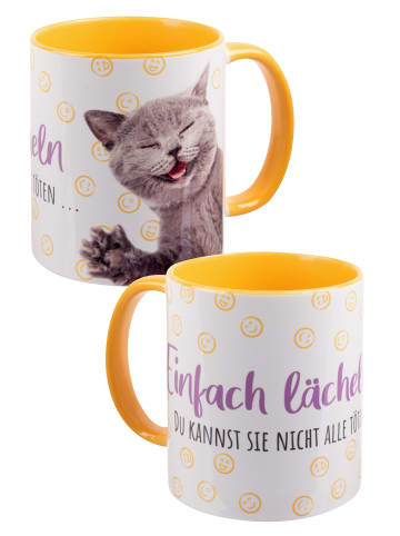 United Labels Katzen Tasse - Einfach lächeln Katze aus Keramik 320 ml in Mehrfarbig