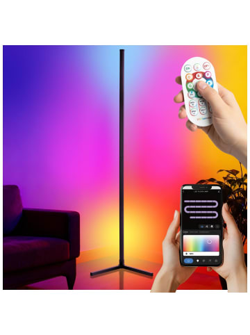 tectake LED-Stehlampe Spectra Innovativer Musik-Aktivierungsmodus, schwarz/weiß