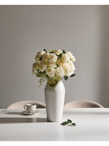 Beliani Künstlicher Blumenstrauß LAPAS in Weiß/Grün - (W) 30 x (H) 55 x (L) 30 cm