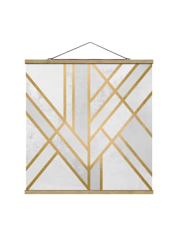 WALLART Stoffbild - E. Fredriksson - Art Deco Geometrie Weiß Gold in Gold