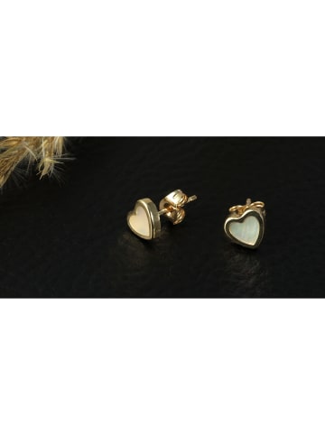 Adeliás Damen Ohrringe – Ohrstecker aus 333 Gold mit Perlmutt in gold