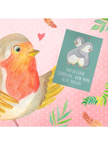 Mr. & Mrs. Panda Glückwunschkarte Tante Schokolade mit Spruch in Meeresbrise