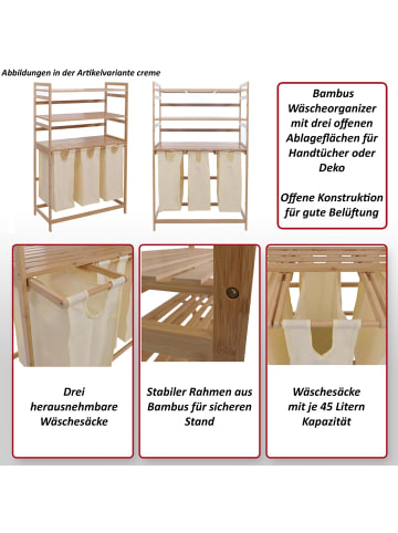 MCW Bambus Wäschesammler P78, Creme