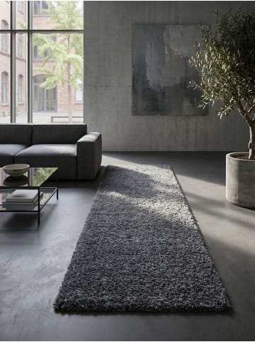KADIMA DESIGN Teppich Hochflor Shaggy Waschbar Einfarbig RHEIN Strapazierfähig in Grau