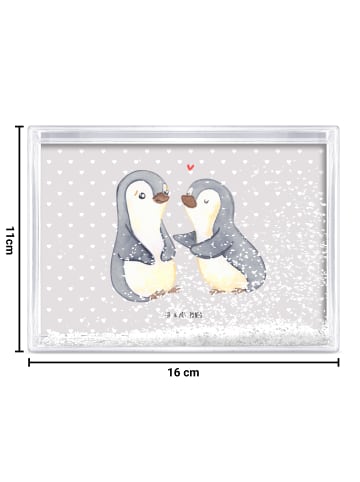 Mr. & Mrs. Panda Bilderrahmen Pinguine trösten ohne Spruch in Grau Pastell