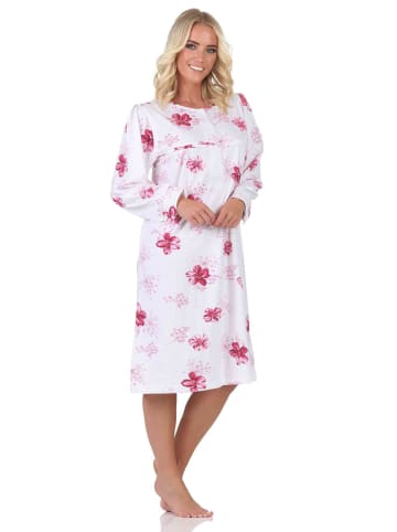 NORMANN Langarm Nachthemd klassische Design Knopfleiste am Hals - 88981 in rot