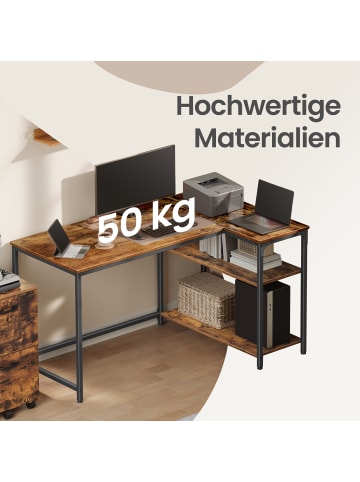 VASAGLE Computertisch Barnet in Braun - (B)120 x (H)76 x (T)80 cm
