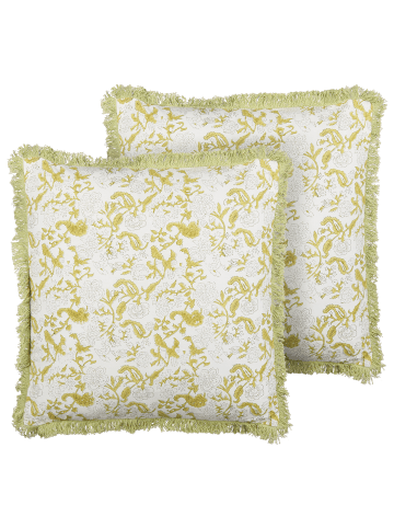 Beliani 2er-Set Dekokissen FILIX in Grün/Weiß