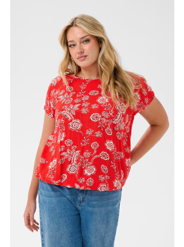 KAFFE curve Bluse kurzarm KCvilana Loose fit in Poppy Red Chalk Flower