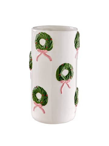Butlers Butlers Vase X-MAS Kränze in Weiß / Grün