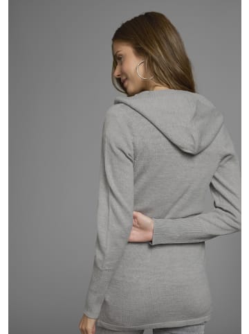 FLASHLIGHTS Kapuzenstrickjacke in grau-meliert