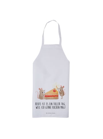 Mr. & Mrs. Panda Gastro-Schürze Mäuse Kuchen mit Spruch in Weiß