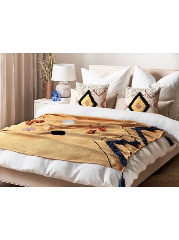 Beliani Kuscheldecke SHIMLA in Orange/Weiß/Schwarz - (W) 130 x (H) 1 x (L) 180 cm