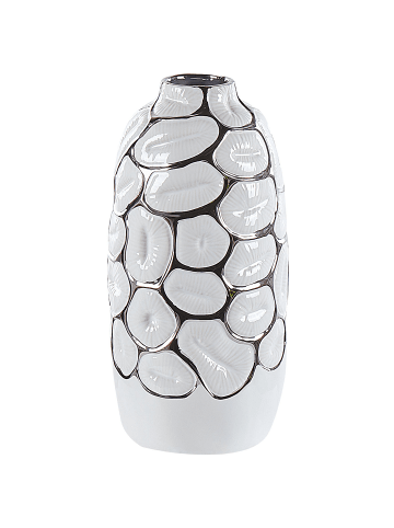 Beliani Dekovase CENABUM in Weiß/Silber - (W) 15 x (H) 34 x (L) 15 cm