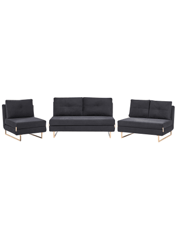 Beliani 3-tlg Schlafsofa JERSLEV in Schwarz/Braun